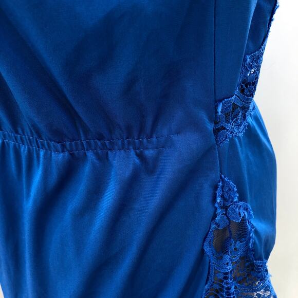 Wonder Maid SMALL VINTAGE 70s USA Blue Lace Teddy Antron Nylon Sissy Snap Crotch - Picture 8 of 9